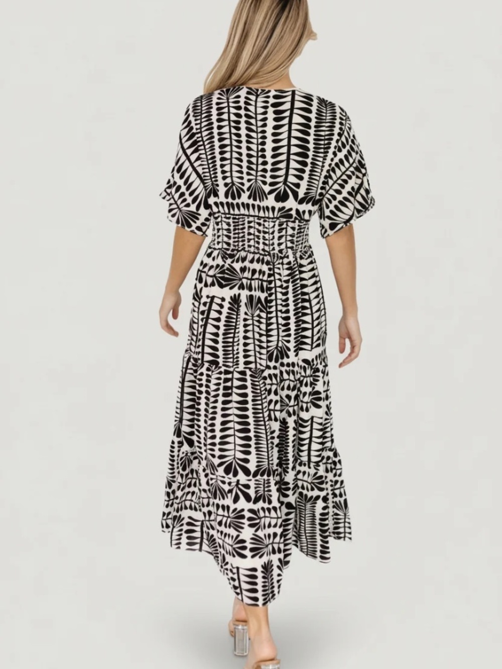 Baltic Born Austin Kimono Dress Black & White Design Midi Fully lined 100%  XL - Picture 8 of 8